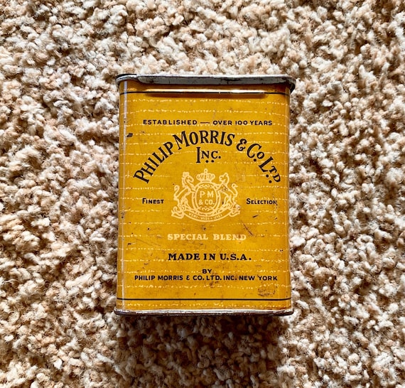 Vintage 1940s Philip Morris & Co. Tobacco Tin: Midcentury
