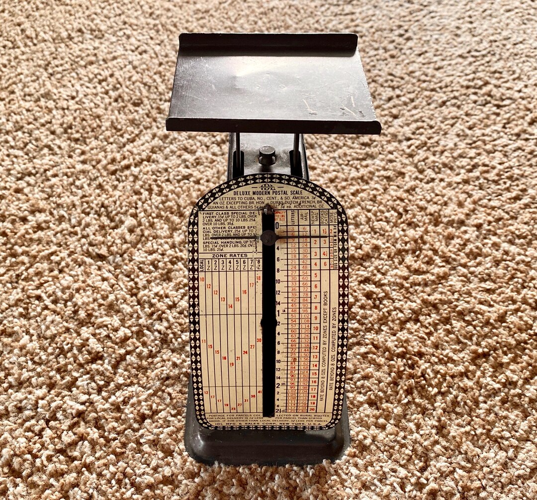1940年代 米国郵便秤 POPULAR SCALE 可動品 アンティーク 1940年代のヴィンテージ郵便秤：デラックスモダンデザイン