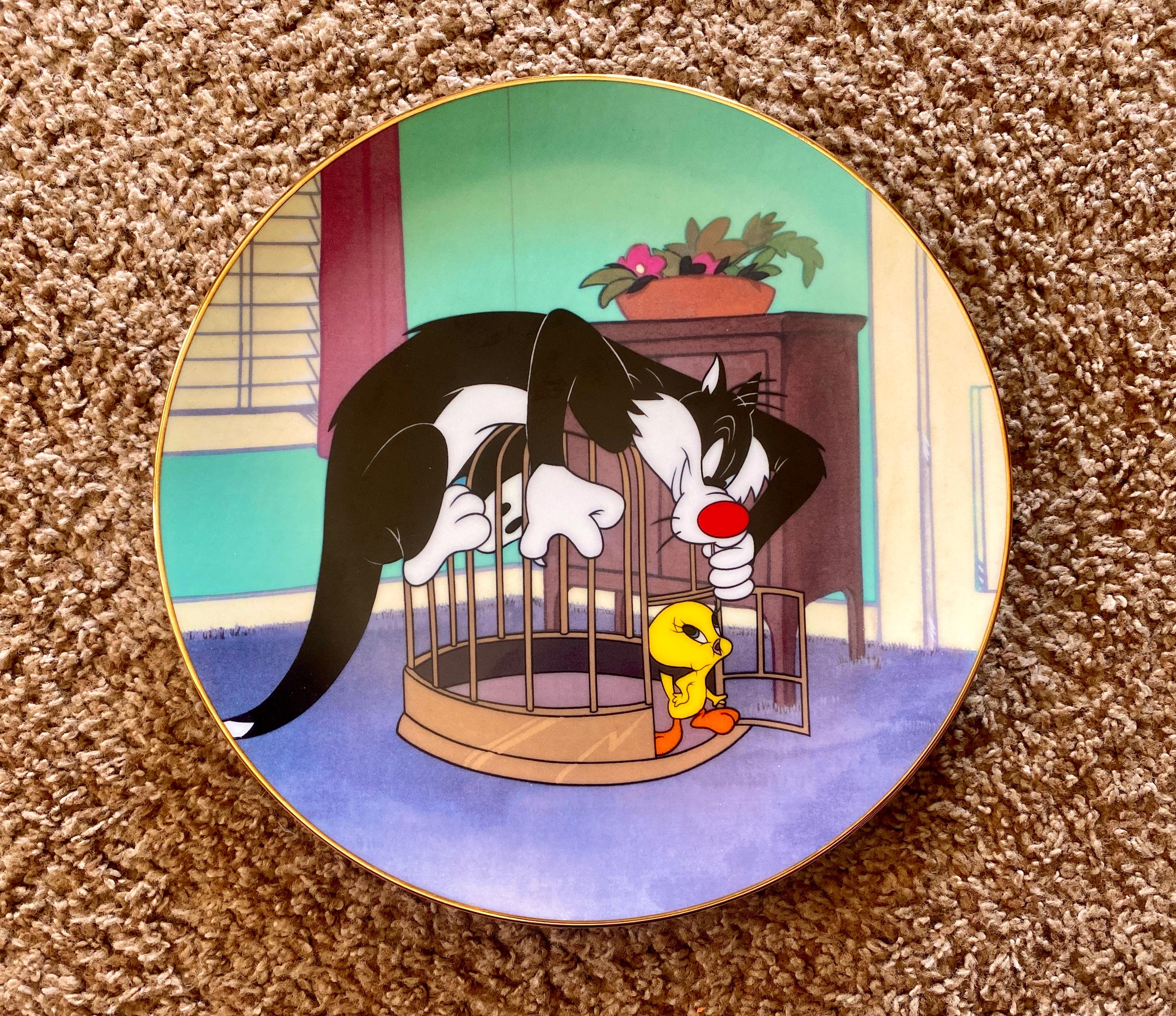 Vintage Looney Tunes Plate: Sylvester & Tweety Bird Ceramic