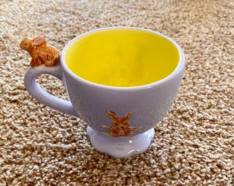 Vintage 90s Bunny Rabbit Ceramic Coffee Mug - Easter Kitchen Decor