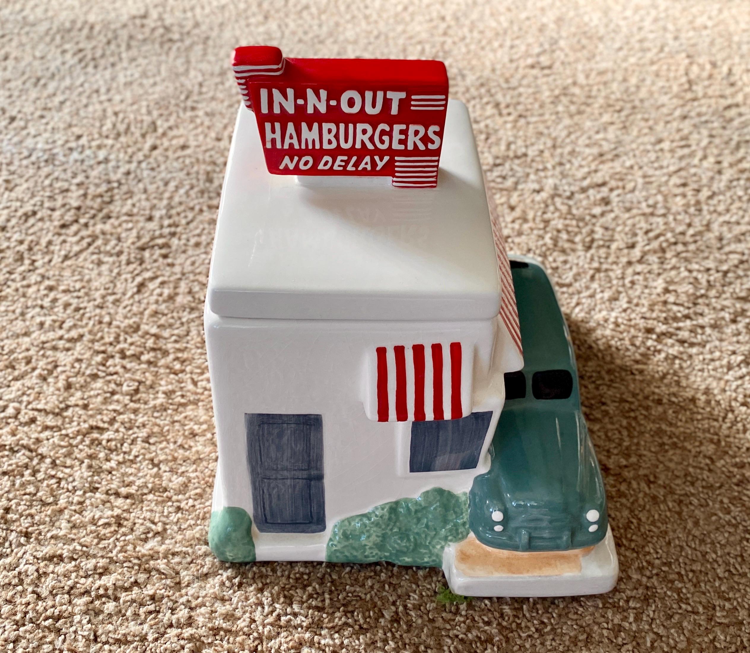 Rare 2007 In-n-out Hamburgers Drive-thru Large Ceramic Cookie Jar 