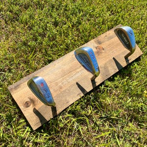 Handcrafted Vintage Golf Club Walnut Espresso Coat / Hat Rack | Wall Hanging Decor | 1980s & 1990s Golf Club Irons [Brand New]