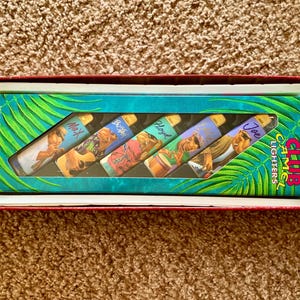 Vintage (1994) Joe Camel Cigarette Collectible Lighter Set of (5) Disposable Lighters in Tin Carton Collectible Box [New in Box]