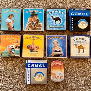 Vintage Camel Lights Collectible Cigarette Tin Cases | Can be used as Trinket / Jewelry Cases | You Choose [Pre-Owned]
