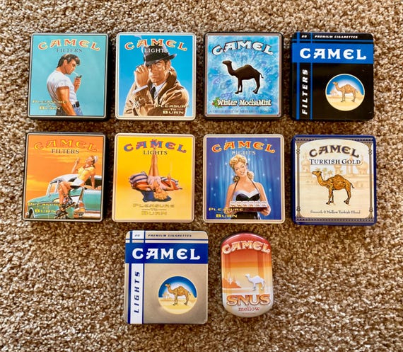 Vintage Camel Lights Collectible Tin | Cigarette Case, Trinket Box