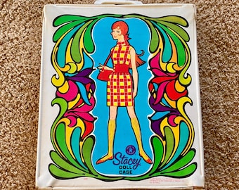 Vintage 1968 "The World of Barbie" Blue & Green Doll Trunk Collectible Carrying Case