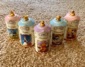 Rare Vintage (1995) Lenox Disney Porcelain Spice Jars Set | Daisy