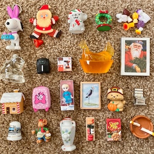 ビーズ、人形、1960 年代、工芸品、安全ピン、かわいい、赤、白、青