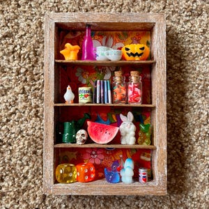 Handmade Wood Trinket Shelf w/ 24 Removable Miniatures Included | Trinket Shelves, Printer Trays, Trinket Box | Minis [Pre-Owned/Ships Free]