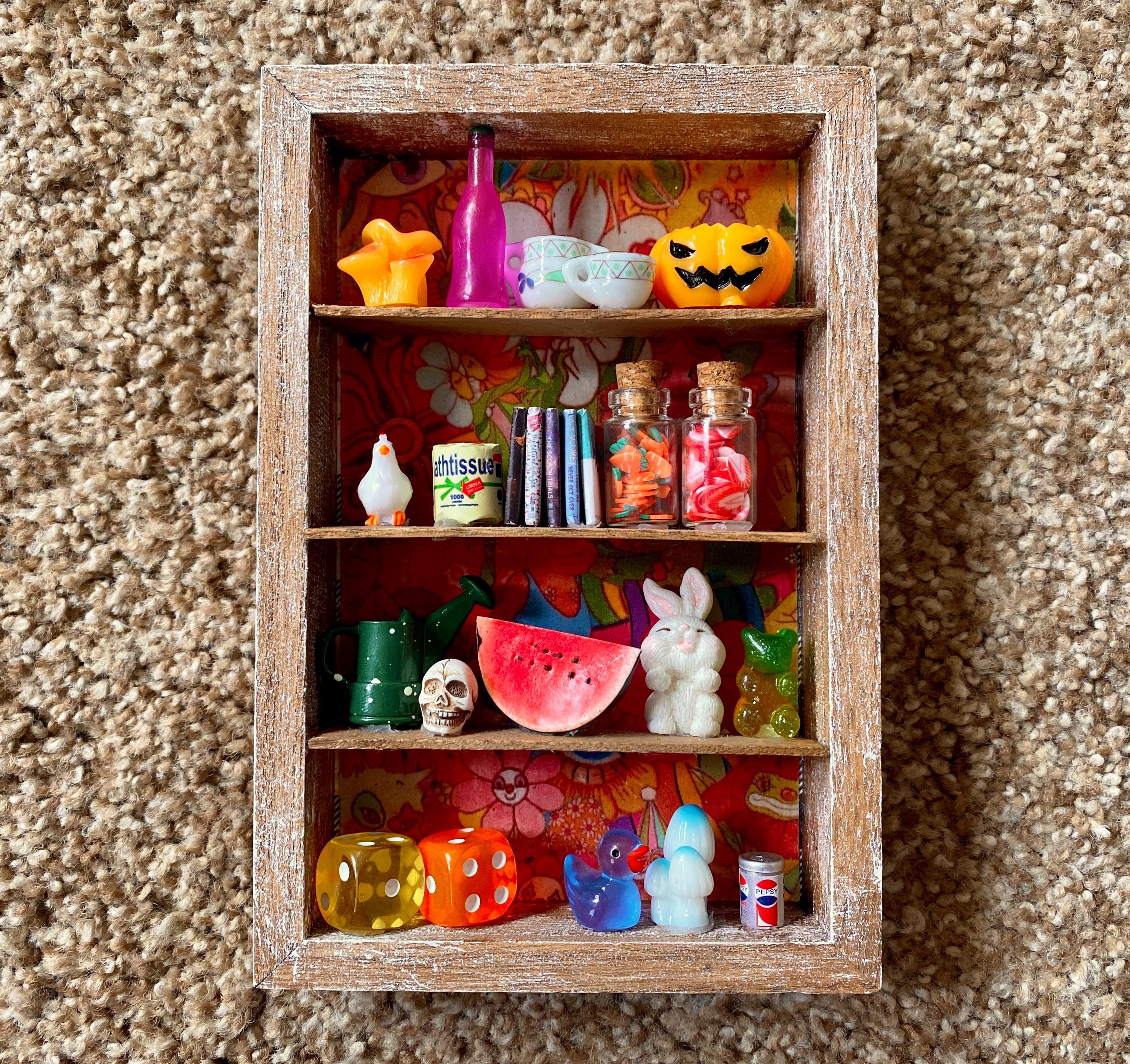 Handmade Wood Trinket Shelf With 24 Removable Miniatures [pre