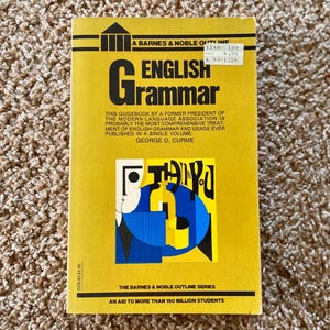 Vintage (1971) &quot;English Grammar&quot; A Barnes And Noble Outline Series Paperback Book | Copyright 1947 l Vintage Book [Pre-Owned]