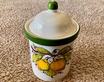 Vintage (1990s) Hand-Painted 8&quot; Ceramic Lemon Canister / Candy Jar with Lid | Made in Italy [Pre-Owned]