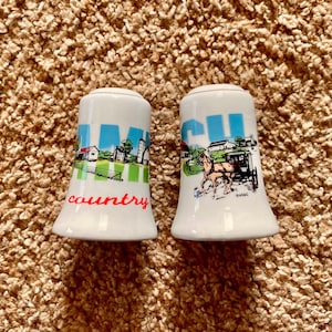 Vintage (1960s) Amish Country Themed Bell-Shaped Ceramic Salt and Pepper Shaker Set by AS&G | Midcentury Kitchenware [Pre-Owned]
