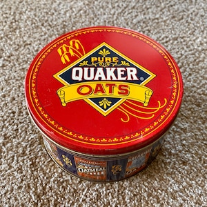 Vintage (1983) Quaker Oats Rolled Oats Limited Edition Metal Tin Container | The Quaker Oats Company [Pre-Owned]