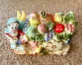 Handbeschilderde keramische fruitmand uit de jaren 1950 - Fairyland Import Japan