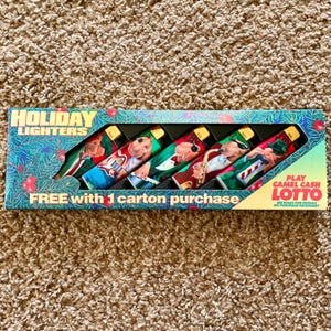 Vintage (1993) Joe Camel &quot;Holiday Lighters&quot; Cigarette Collectible Lighters Set of 5 Disposable Lighters | Vintagw Christmas [New in Box]