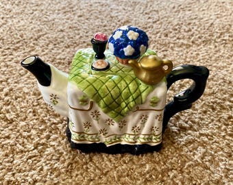 Vintage Houston Harvest Hand-Painted Teapot: 1980s Ceramic Farmhouse Decor