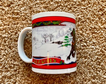 Vintage 1994 Christmas Mug: Season's Greetings Holiday Decor