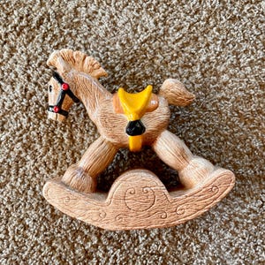 Rare Vintage (1985) Ceramic Rocking Horse Decorative Figurine Statue | Horse Decor [Pre-Owned]