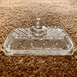 Vintage (1975) Avon Cape Cod Clear Glass 7&quot; Butter Dish | Crystal Style Butter Dish Decor | Vintage Kitchenware [Pre-Owned]