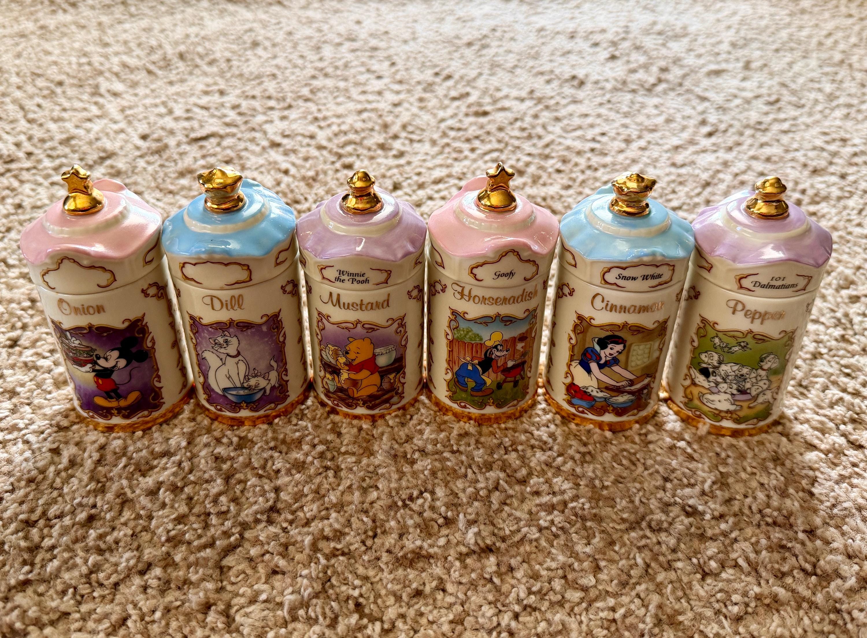 Rare Vintage 1995 Lenox Disney Porcelain Spice Jars - Pooh, Snow