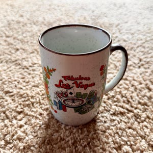 Vintage 1970s Speckled Las Vegas Ceramic Coffee Mug – Casino Collectible