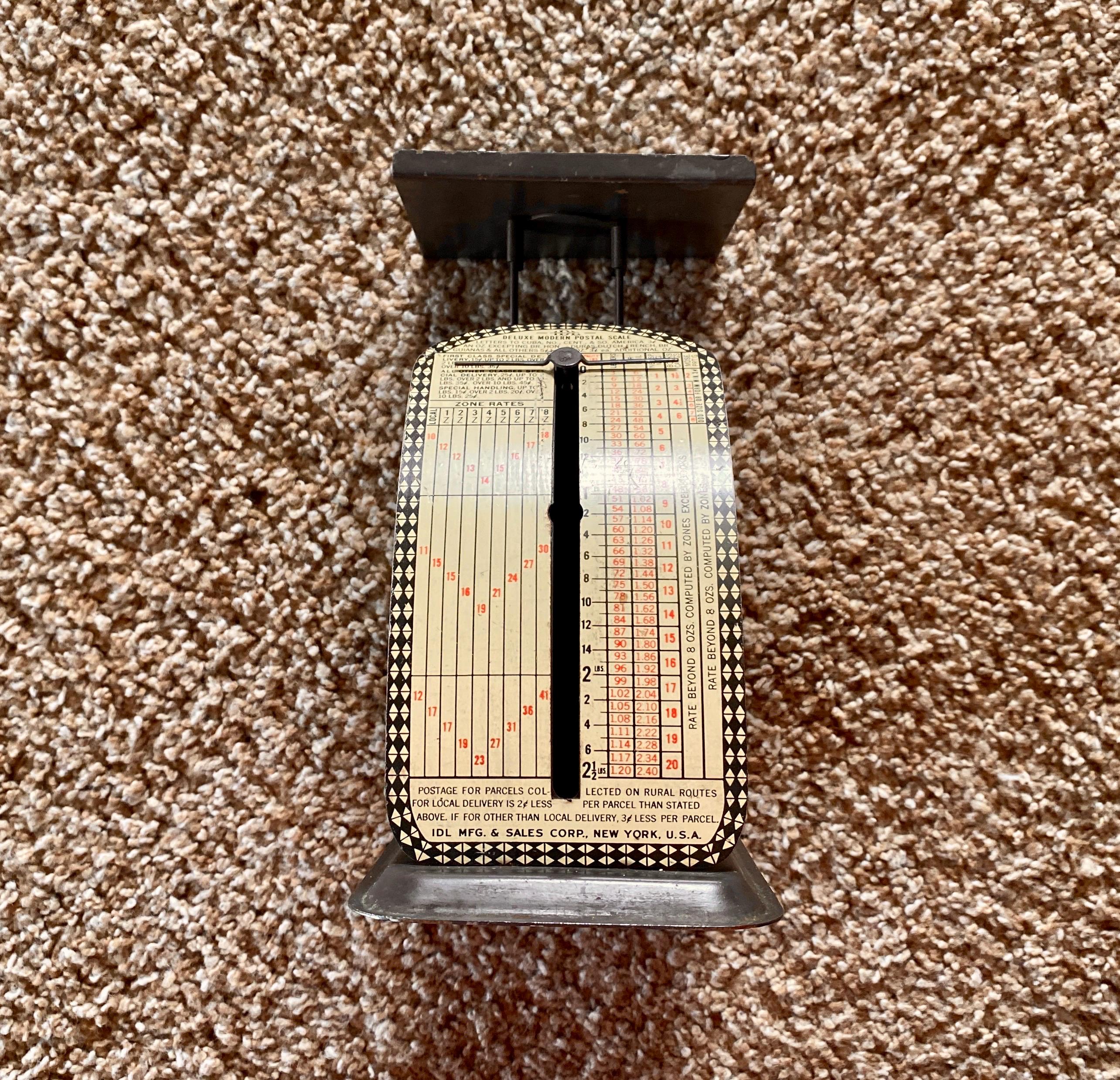 1940年代 米国郵便秤 POPULAR SCALE 可動品 アンティーク 1940年代のヴィンテージ郵便秤：デラックスモダンデザイン