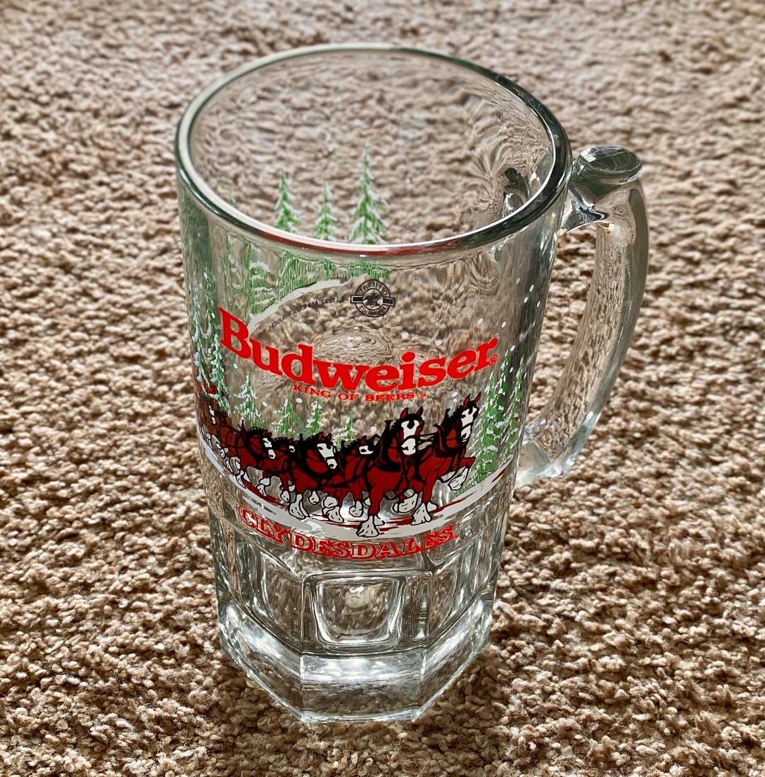 Vintage 1992 Budweiser Clydesdales Beer Stein Mug - 34oz Holiday