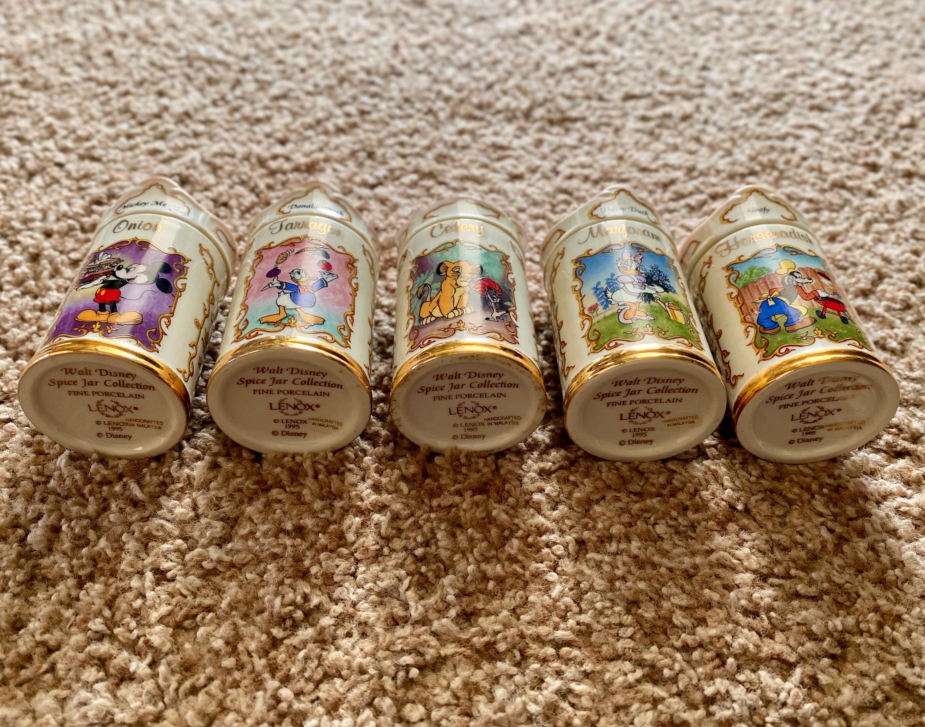 Rare Vintage (1995) Lenox Disney Porcelain Spice Jars Set of