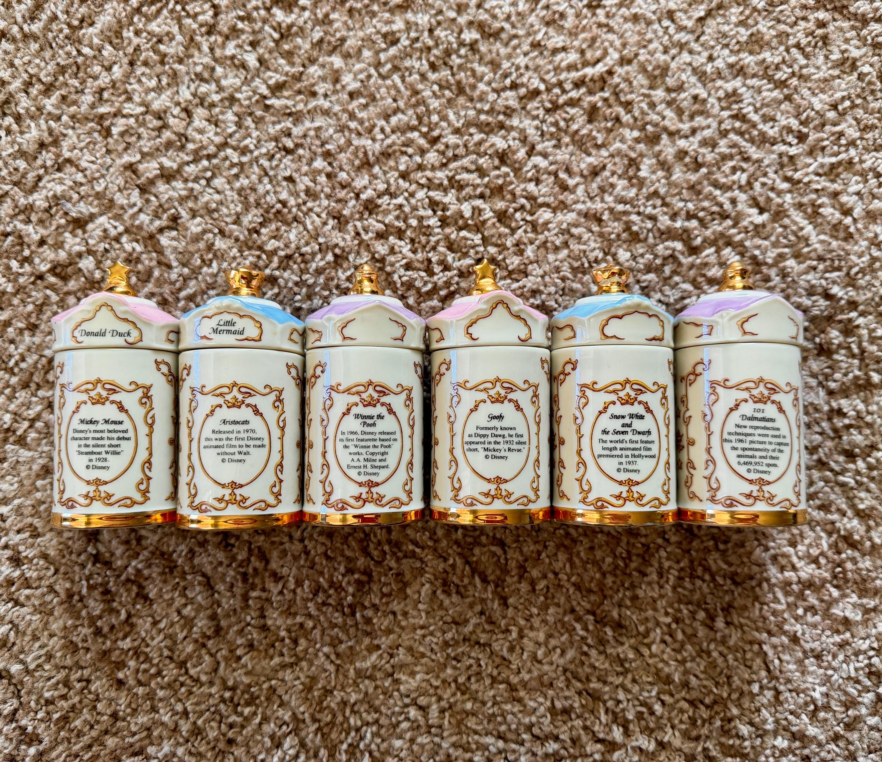 Rare Vintage 1995 Lenox Disney Porcelain Spice Jars - Pooh, Snow