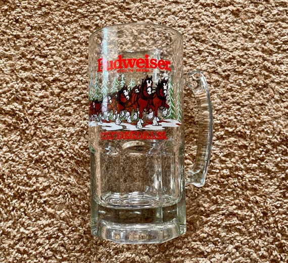 Vintage 1992 Budweiser Clydesdales Beer Stein Mug - 34oz Holiday