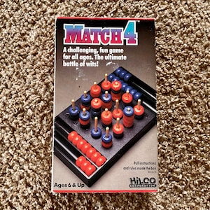 Vintage (1988) &quot;Match 4&quot; Battle of Wits Strategy & Logic Game by Hilco | Family Game Night / Party Games [Pre-Owned / Complete]