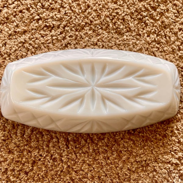 Vintage Hazel Atlas Starburst Milk Glass Dish: Mid-Century Decor