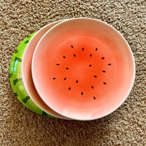 Vintage (1960s) Watermelon Ceramic 9.25&quot; Plate Set of 4 | Midcentury Plates | Made in Japan | Fruit Themed Decor [Pre-Owned]