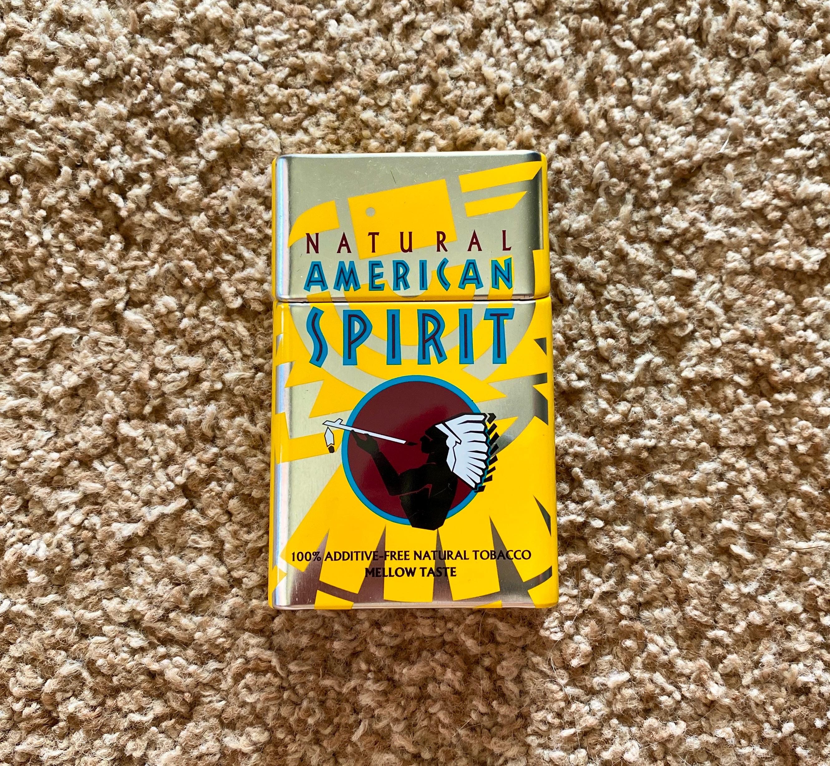 Rare Vintage Yellow American Spirit Cigarette Tin Case With Flip-top Lid |  Vintage Tobacciana [case Only - No Contents Inside]