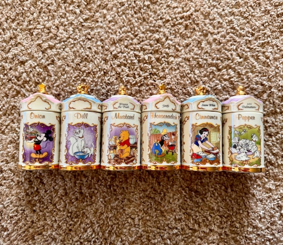 Rare Vintage 1995 Lenox Disney Porcelain Spice Jars - Pooh, Snow