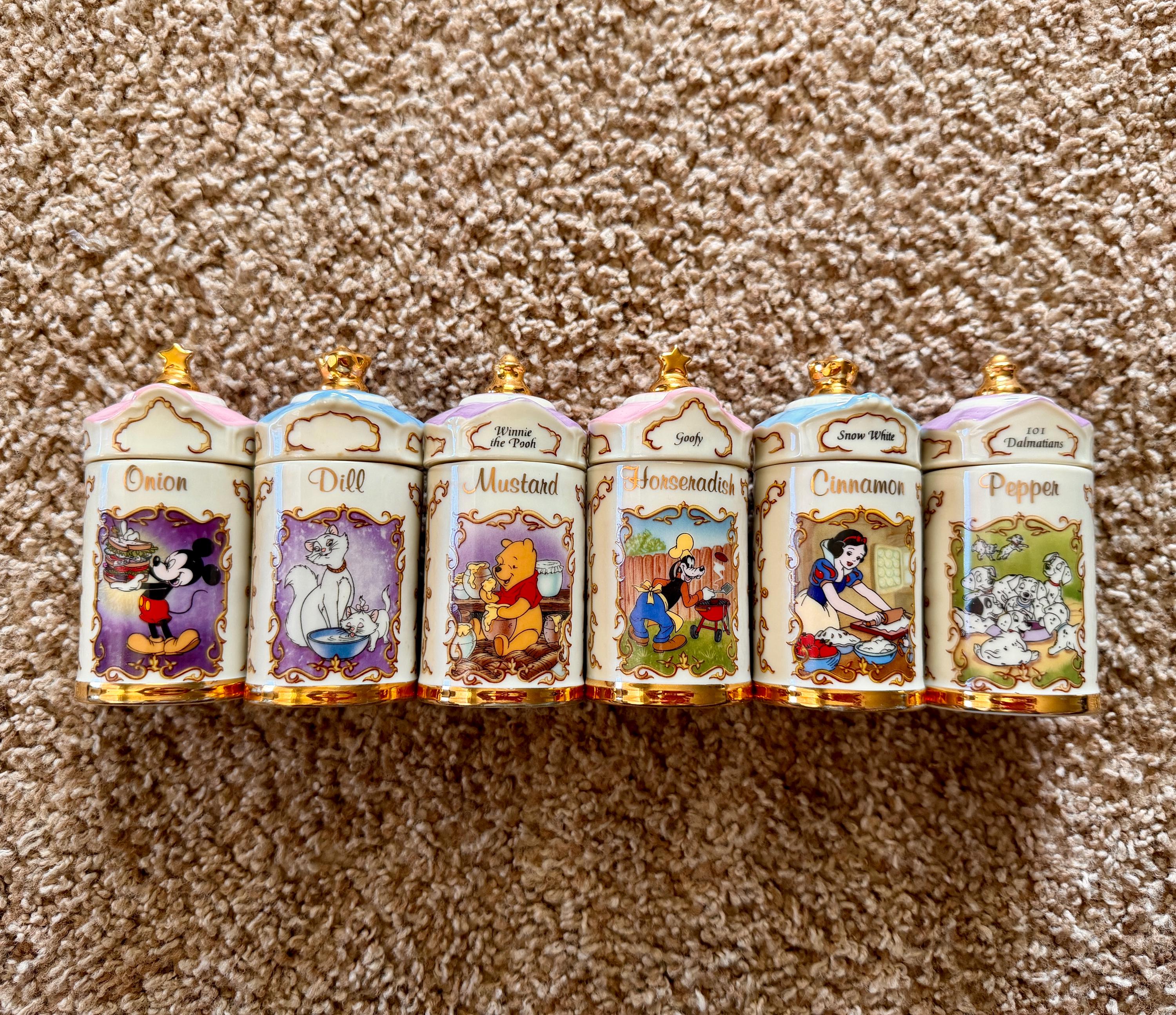 Rare Vintage 1995 Lenox Disney Porcelain Spice Jars - Pooh, Snow