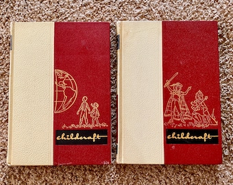 Vintage (1954) "Childcraft" Volumes 8 & 15 Hardcover Books Set of 2 | How-To Book for Kids Crafts and Learning Vintage Books [Pre-Owned]