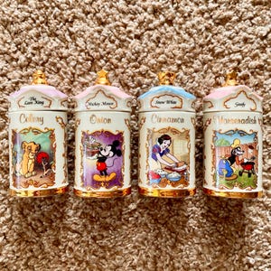 Ultra Rare Vintage (1995) Lenox Disney Porcelain Spice Jars Set of