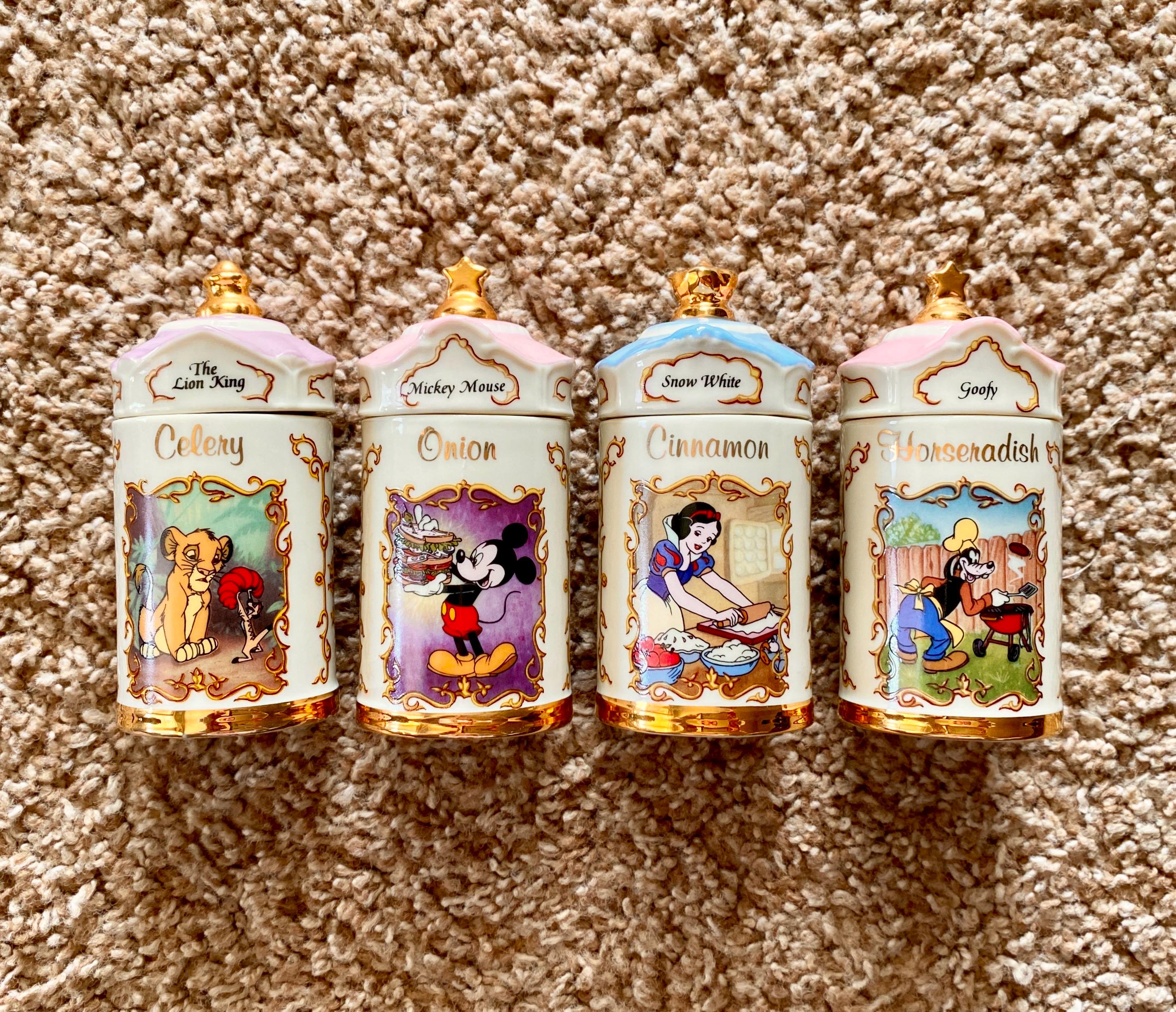 Ultra Rare Vintage (1995) Lenox Disney Porcelain Spice Jars Set of