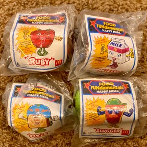 Vintage (1992)McDonald&#39;s FUNdamentals faltbare Food Happy Meal Spielzeug Sammlung [versiegelt]