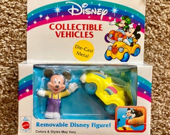 Carro vintage do Mickey Mouse fundido dos anos 90 | Figura removível, lacrada
