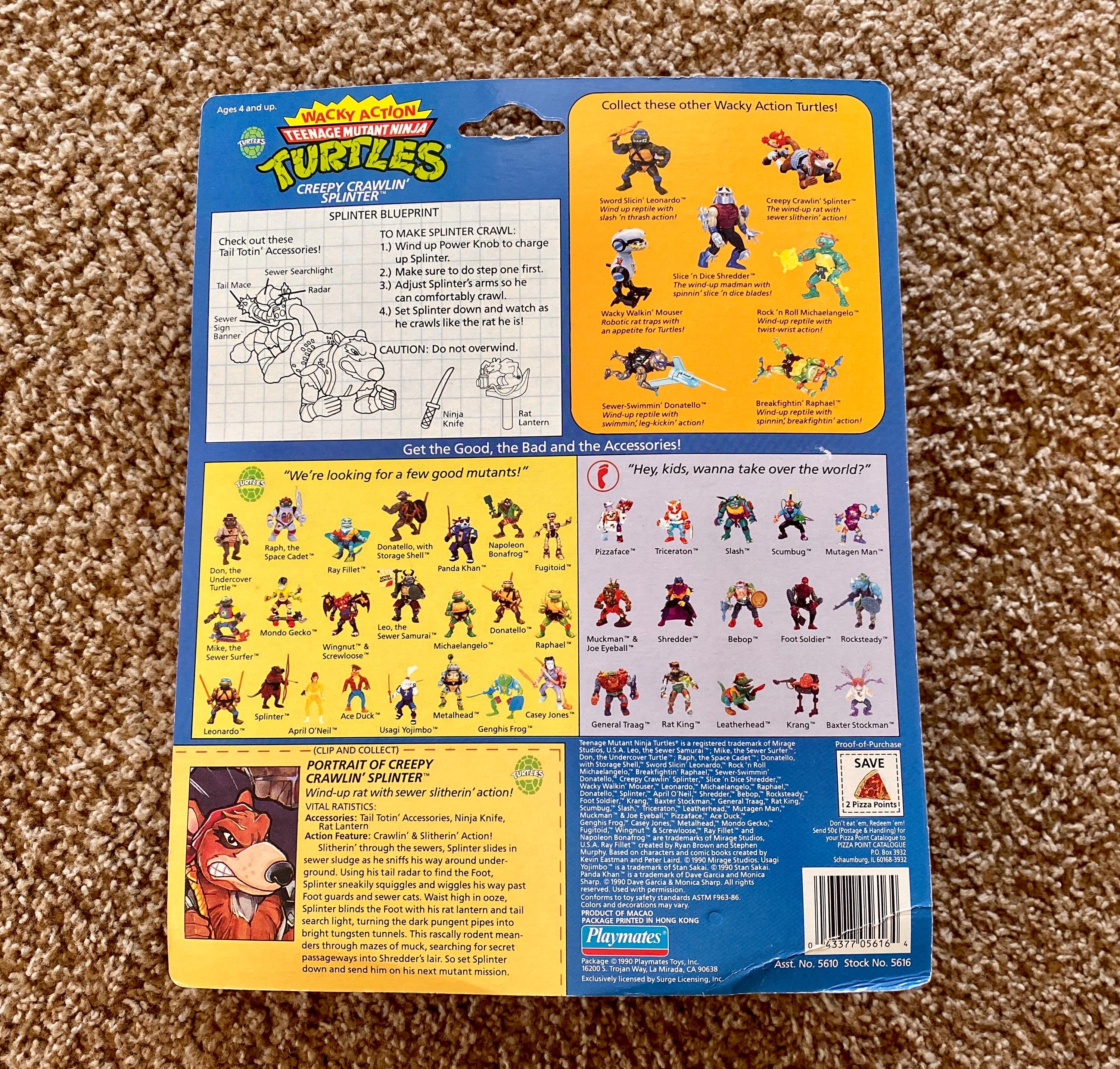 Figurine TMNT Vintage - Creepy Crawlin' Splinter - Playmates 1990 - Tortues Ninja - Complet