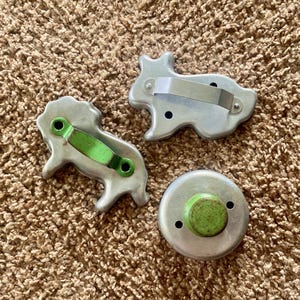 Vintage (1950s) Aluminum 3 Piece Cookie Cutter Set | Biscuit Cutter | Lion, Rabbit & Round Retro Baking [Pre-Owned]