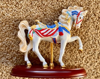 Vintage (1991) Lenox "Pride of America" Carousel Horse Porcelain Hand-Painted Figurine | Patriotic Decor [Pre-Owned]
