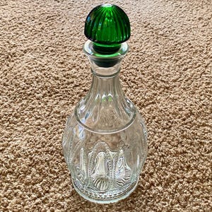Vintage (1982) Emerald Accent Collection Glass Decanter Bottle from Avon | Vintage Decor | Vintage Barware [New in Box]