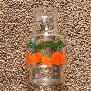 Vintage (1987) Anchor Hawking 9&quot; Orange Juice Glass Pitcher Carafe | Fruit Themed Decor & Kitchenware [Pre-Owned]