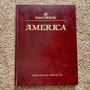 Vintage (1989) &quot;America&quot; Maroon Hardcover 14.5&quot; Coffee Table Book | Travel Art Photo Book | Vintage Books | Nature Books [Pre-Owned]