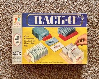 Juego de cartas Rack-O vintage de 1966 de Milton Bradley