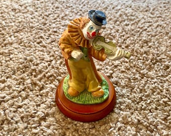 Vintage Hobo Clown Resin Figurine | Violin Player Decor
